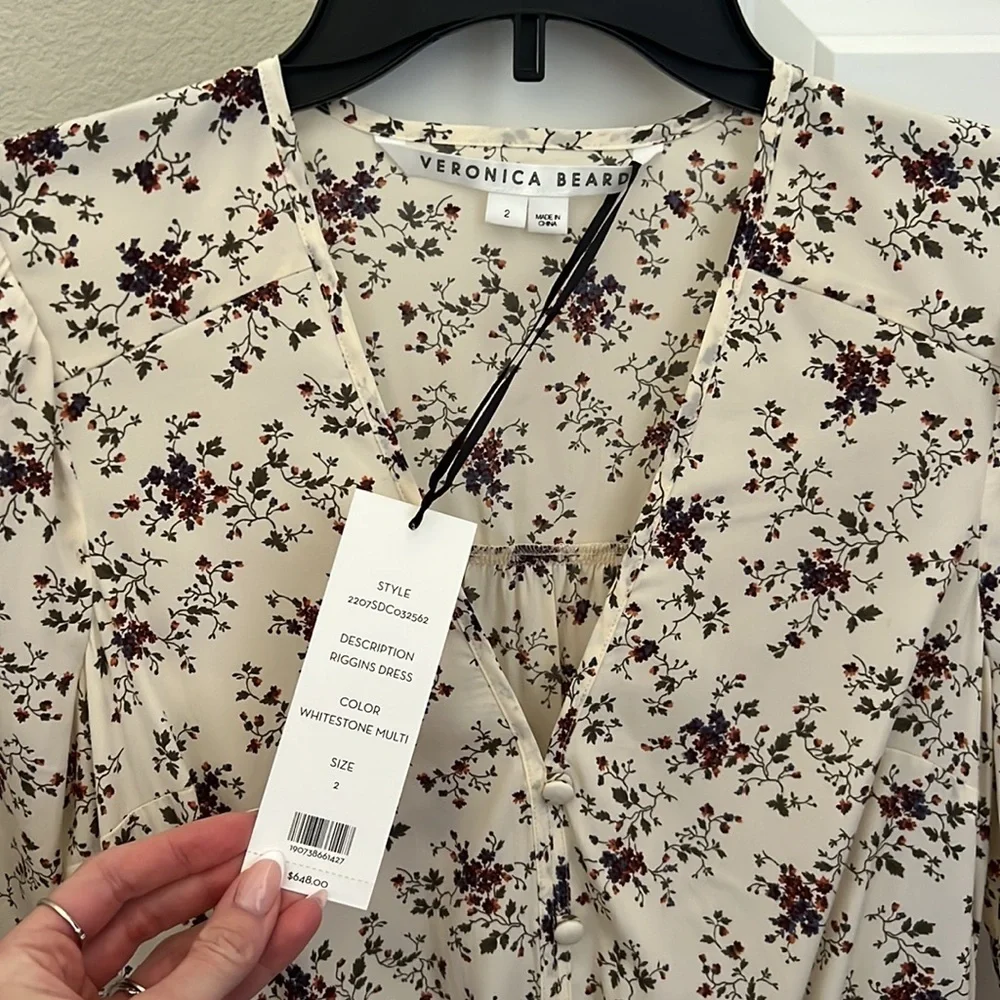 NWT - Veronica Beard Silk Riggins Dress - size 2 - Whitestone multi - Picture 9 of 9